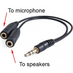 3.5 jack audio cable with two outs