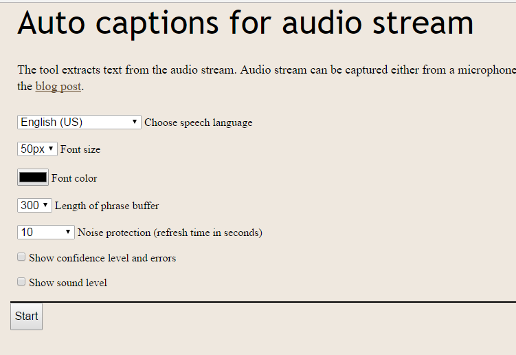 settings of the tool